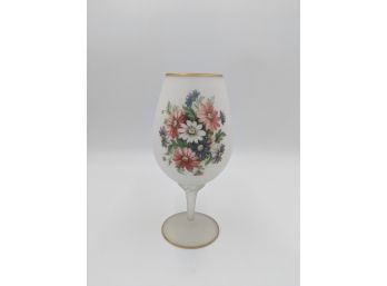 Large Frosted Glass Goblet Wine Glass With Floral Pattern