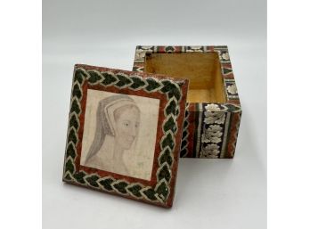 Beautiful Decoupage Box With Detailed Victorian Painting
