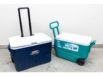 Pair Of Wheeled Travel Coolers