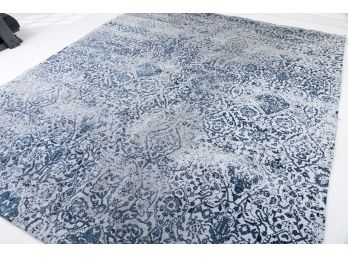 Nourison Damask Collection Contemporary Blue Rug