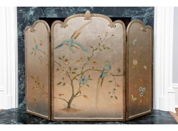 Contemporary Chinoiserie Style Painted Fire Screen