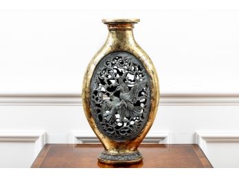 Decorative Gilt Wood & Scrolled Resin Vase