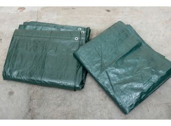 Two Large Heavy Duty Green Work Tarps