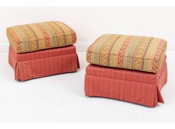 Pair Of Peasley Pattern Skirted Ottomans