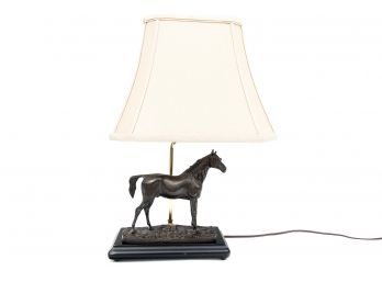 Equestrian Wood Carving Table Lamp By P.J.MENE