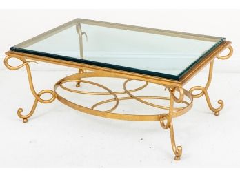 Gilt Iron & Glass Cocktail Table