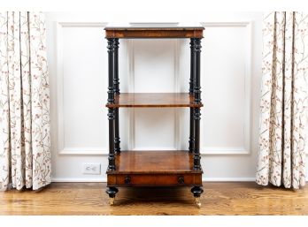 Mahogany Veneer Etagere On Brass Casters