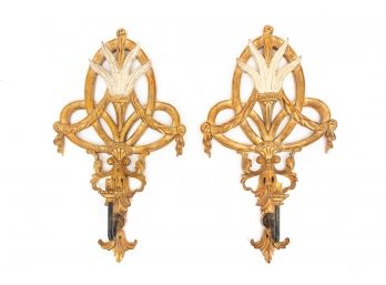 Pair Of Harrison & Gil Dauphine Hand Carved Baroque Sconces