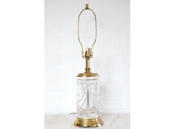 Waterford Cut Crystal Canister Lamp With Brass Accents