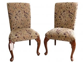 Set Of 2 French Inspired Floral Tapestry Upholstered Parsons Chairs