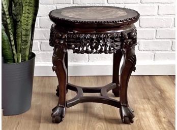 Chinese Rosewood Plant Stand With Granite Inlay (1 Of 2)