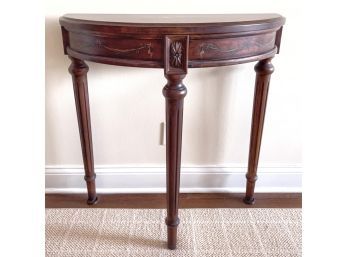 Ethan Allen Demilune Table With Floral Painted Details