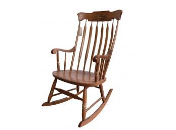 Hitchcock Maple Windsor Rocking Chair With Signature Gold Ochre Fruit Stencil Design