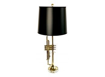 Custom Trumpet Lamp With Black Shade & Lucite Base