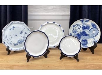 Beautiful Collection Of Vintage Blue And White Fine China Plates