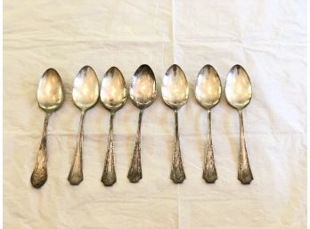 Set Of 7 Silver On Nickel Spoons (Fairfield Silver Co)