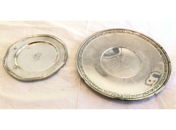 Pair .925 Sterling Silver Platters (15.5 Ounces Total)
