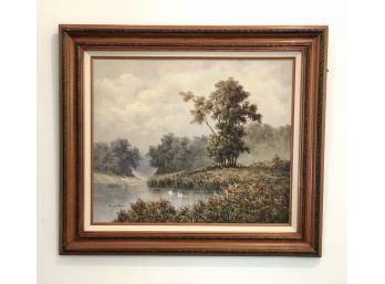 Oil Painting On Canvas  Of Landscape Signed Wilson