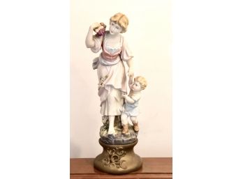 LARGE Ardalt Japan Porcelain Woman And Child Figure On Stand