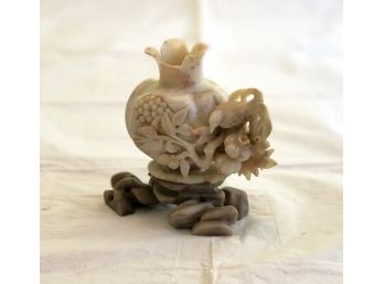 Chinese Carved Soapstone Vase - Chipped Rim