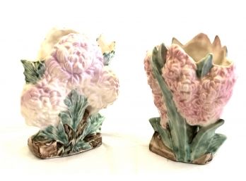 Pair Of Vintage McCoy Chrysanthemum Vases