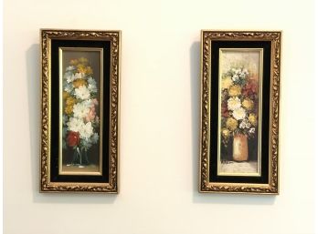 Vintage Pair Of Signed Still Life Oil Paintings