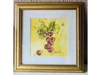 Red Grapes. On Yellow Print