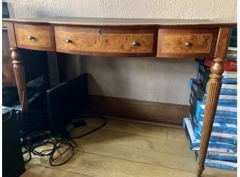 Leather Top Writing Desk Vintage One Center & 2 Side Drawers