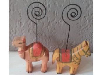 Wooden Folk Art Camel And Horse Photo Clips