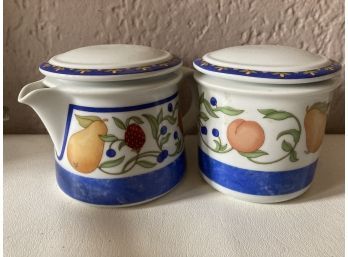 Dansk Sufgar And Creamer Fiance Fruits Dinnerware