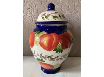 Ceramic Biscotti Jar  With A Fruit Design Hand Painted For Noinni's