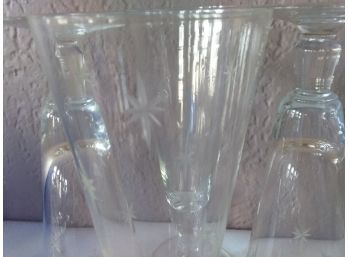 Set Of 4 Champagne Flutes Etched