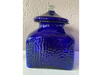 Hand Made Square Glass Jar With Lid Very Nice