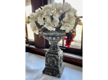 Decorative Composite Vase With Silk Flower Arrangement