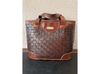 Attractive Brahmin  All Leather Purse With Woven Leather Sides.