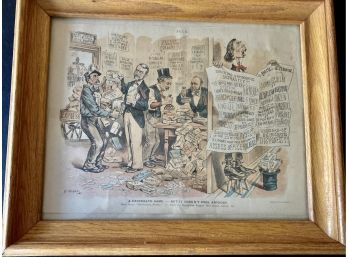 Vintage Political Cartoon ' A Desperate Game'