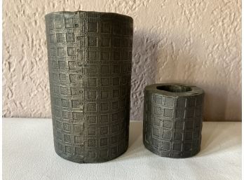 2 Metal Clad  Votive Holders