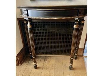 Bombay Black Half Round Side Table With Gold Accents - See Matching Mirror Lot 10 And 11