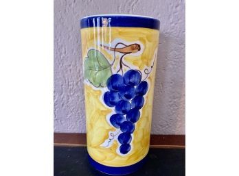 Nice Yellow  With Grapes Ceramic Utensil Holder