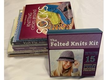 Assorted Knitting Books And Felted Knit Kit (11)