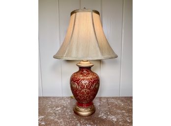 Ceramic Lamp With Silk Shade