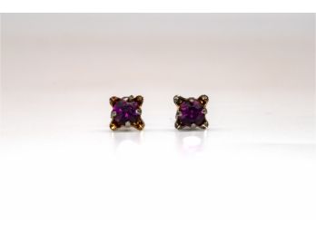 Beautiful Stud Earrings With Purple Stones