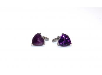 925 Silver Earrings With Purple Stones