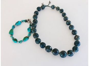 Stone Necklace & Bracelet Pair