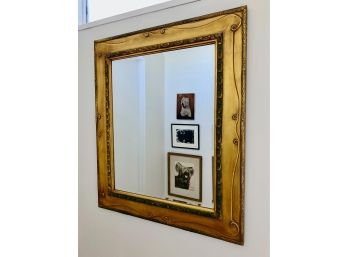 Large Vintage Beveled Mirror In Gold Frame