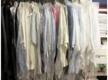 Rack Men's Dress Shirts - In Plastic From Drycleaner