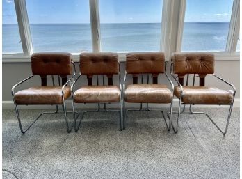 Vintage MCM 4 Tucroma Chairs By Guido Faleschini .