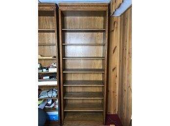 Heavy Wooden Bookcase With Crown Molding On Top