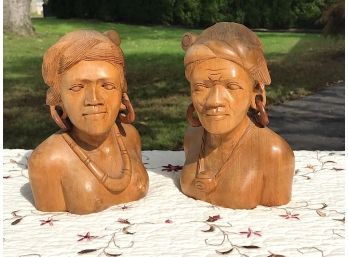 Wooden Carved Tribal Statues Bookends