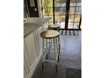 Metal Gold/ White Counter Stools - A Pair